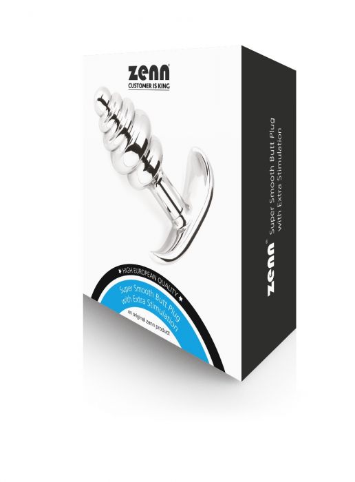 PLUG ANALE SMALL METTALLO  A SPIRALE CON PUNTO LUCE CELESTE