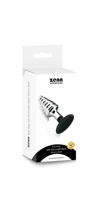 PLUG ANALE  METALLO A ASPIRALE CON IMPUGNATURA SILICONE NERO